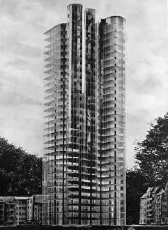 Steel Prints: Exterior View Of Glass & Steel Highrise