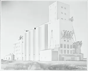 Sacramento Prints: Exterior View of a Rice Processing Plant
