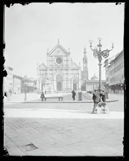 Florence Prints: Exterior View of Square Near Church
