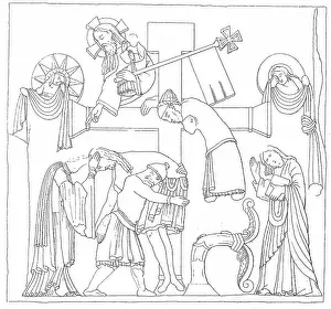 Eroding Prints: The Externsteine relief is a monumental relief depiction of the Descent from the Cross carved on the side of