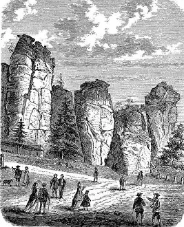 Forests Collection: Externsteine in the Teutoburg Forest, North Rhine-Westphalia, Germany, in 1880, Historic