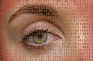 Picture Detail Gallery: Eye with binary numbers, symbolic image for digitalisation