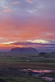 Eyjafjallajoekull at sunset, Dyrholaey, Vik i Myrdal, Southern Region, Iceland