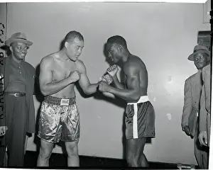 Ezzard Charles and Joe Louis in Boxing Pose