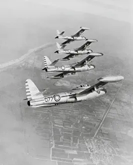 Taipei Prints: F-84 Fighter Bombers Flying in Sky