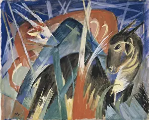 Expressionism Prints: Fable Animals I (Composition with animals I), 1913. Artist: Marc, Franz (1880-1916)