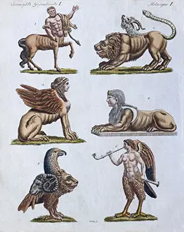Animal Like Prints: Fabulous animals, hand-colored copper engraving from Friedrich Justin Bertuch Picture