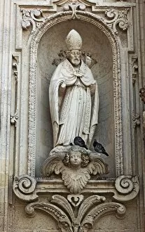 Historic Center Collection: Detail on the facade, cattedrale metropolitana di Santa Maria Assunta, Cathedral of Lecce, Apulia