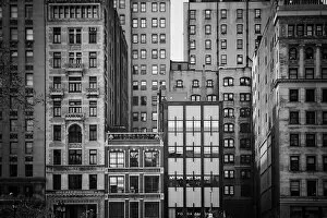 Artistic and Creative Abstract Architecture Art Gallery: Detail of facades of buildings facing Union Square along Broadway. Manhattan, New York City