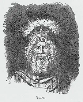 Mythological Theme Prints: Full Face Portrait/Thor/Norse God