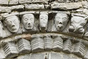 Crafts Prints: Faces of stone, Dysert O Dea church ruins near Corofin, County Clare, Ireland, Europe