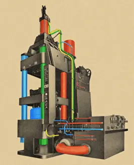 Brown Background Prints: Factory Machinery