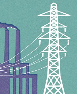 Science And Technology Gallery: Factory and Power Lines