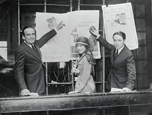 Prints of (Original Caption). Philadelphia, PA.: Liberty Loans Drive WWI. Doug Fairbanks, Mary Pickford, and Charles Chaplin Master of Mime, Icon of Cinema: Chaplin in Prints: Fairbanks, Pickford, and Chaplin Promote War Bonds