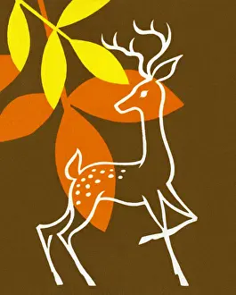 Fall Leaves and Outline of a Deer