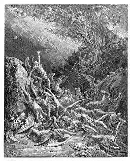 Gustave Dore (1832-1883) Gallery: The fall of the rebel angels engraving 1885