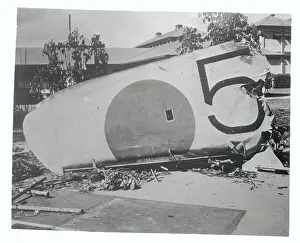 Honolulu Prints: Part of Fallen Airplane Wing Lying on Ground