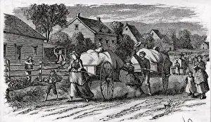 Iowa Prints: Families Traveling W/Hand-Pulled Carts