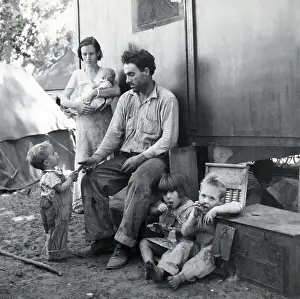 Peach Prints: Family; Father, Mother, Baby, 3 Children
