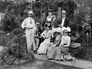 Prints of circa 1900: An Edwardian family group poses in the garden. (Photo by F J Mortimer/Getty Images) Francis James Mortimer (1874-1944) Prints: Family Group