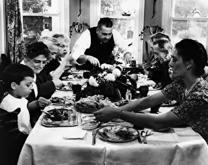 Traditional Style Prints: Family Having Thanksgiving Dinner