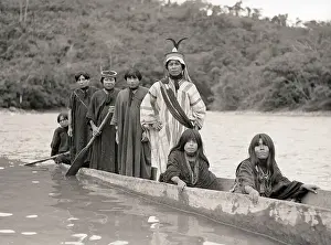 Family Members in Dugout Canoe