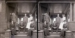 Porch Prints: Family Posed On A Outside Porch
