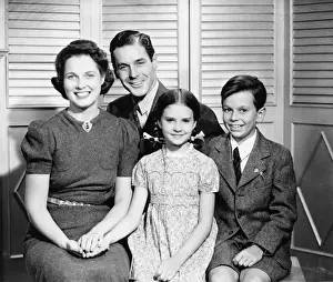 10 11 Years Prints: Family posing at home, children (8-9) (10-11), (B&W), portrait