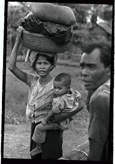Family of Refugees Leaving War Torn Area