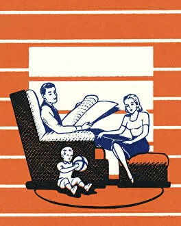 Leisure Time Collection: Family Relaxing at Home