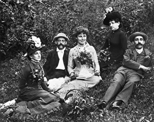 Reclining Prints: Family Seated at Picnic