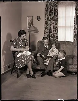 Knitting Prints: Family Sitting in Living Room
