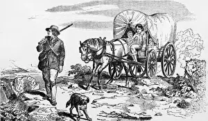 Wild West Prints: Family W/Conestoga Wagon;Going West;Illu
