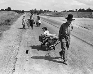 Oklahoma Prints: Family Walking on Highway