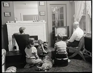 Family Room Prints: Family Watching Television