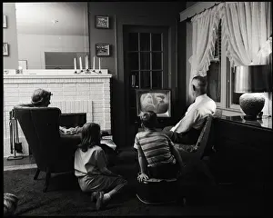 Quality Time Prints: Family Watching Television in Living Room