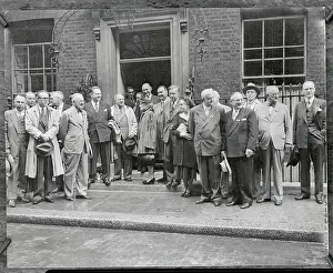 Prints of (Original Caption) A Quiet Strength: A Leader Who Shaped Modern Britain: Famous Passengers of First Commercial Round-the-World Flight