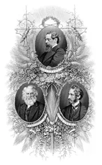 Poet Prints: Famous Writers - Dickens, Wadsworth Wadsworth Longfellow & Bulwer