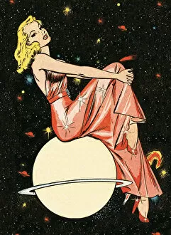 Images Dated 8th January 2015: Fancy woman on a planet