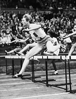 Hurdle Prints: Fanny Blankers-Koen Running Hurdles