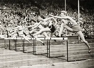 Hurdle Prints: Fanny Blankers Koen Winning 80 Meter