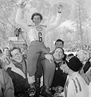 Fans Carrying Madeleine Berthod on Their Shoulders