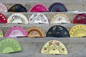 Sort Prints: Fans, Plaza de Espana square, Seville, Andalusia, Spain, Europe