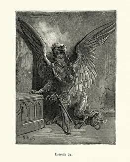 Images Dated 11th December 2019: Fantasy, Knight with Hippogriff (hippogryph), legendary creature