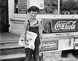 Three Quarter Length Prints: Farm Boy Selling Newspapers