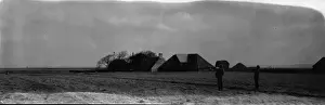 Prints of circa 1910: Farm buildings in East Anglia near the Shell Beach Flying Ground, Shippey Island. (Photo by Alfred Hind Robinson/A H Robinson/Getty Images) Alfred Hind Robinson (1864-1950) Prints: Farm Buildings