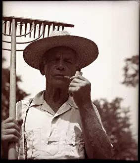 Rake Prints: Farmer Smoking Pipe