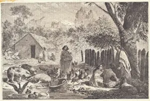 Tahiti Prints: Farmers Tending Animals