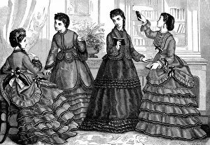 Images Dated 10th March 2015: Fashion clothes and hairstyle models from the 1800s