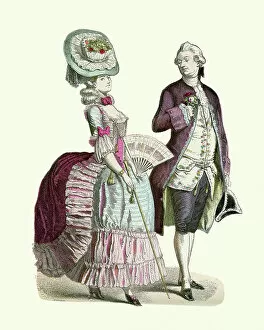 17th & 18th Century Costumes Collection: Fashion of a French couple late 18th Century, Period costume